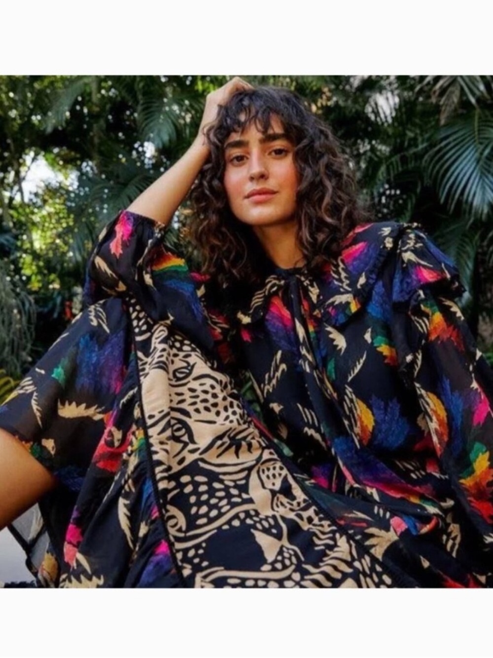 Farm Rio Black Macaws Flight Ankle Dress